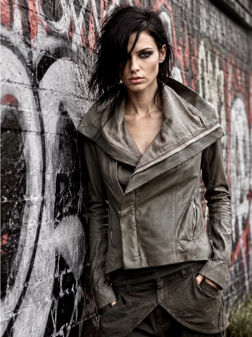 Original Rick Owens lambskin leather Naska asymmetrical biker jacket NWOT
